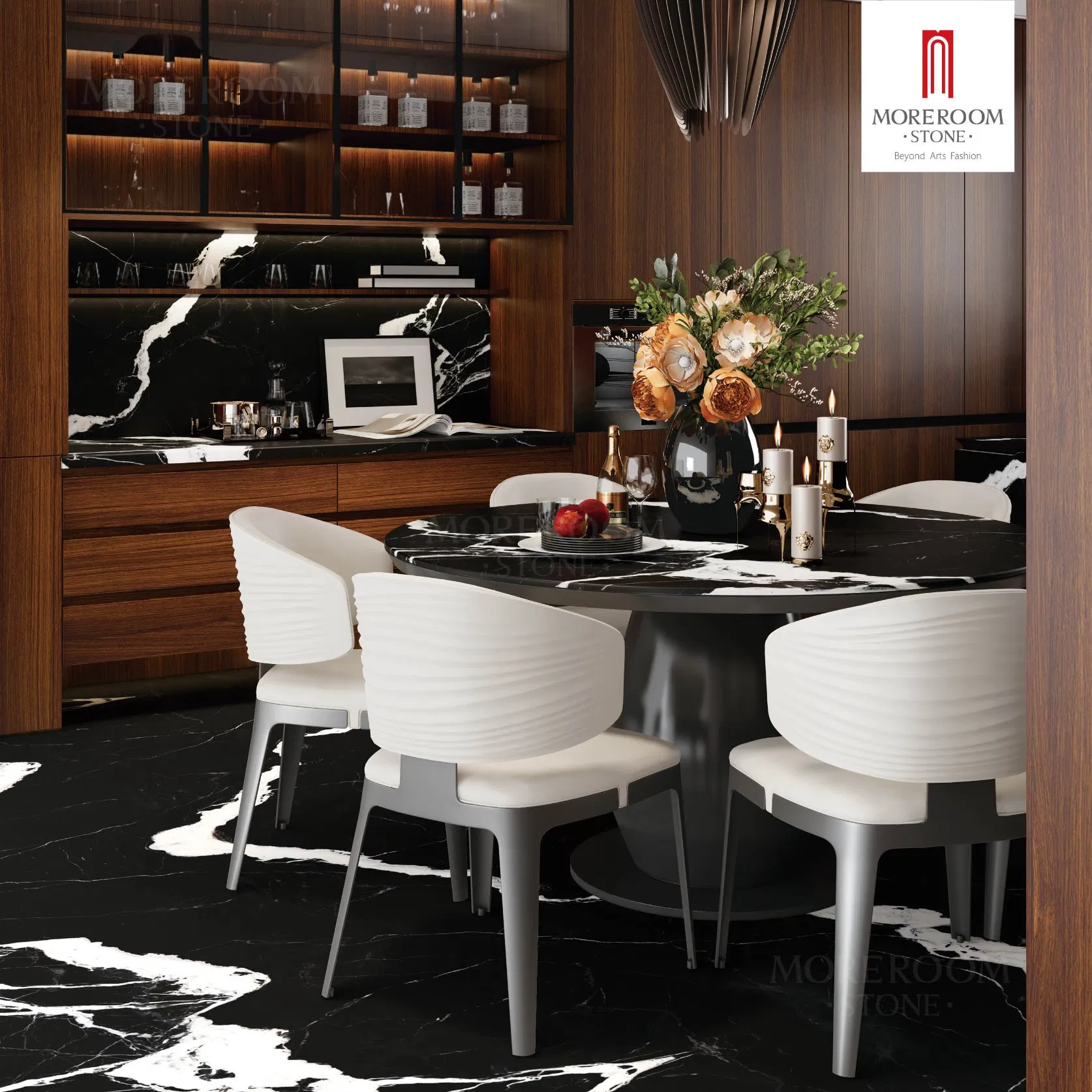 3200X1600mm Black Matte Artificial Marble Slab Full Body Sintered Stone