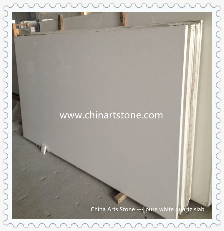 Pure White Slab Quartz for Countertop and Engineering Tile