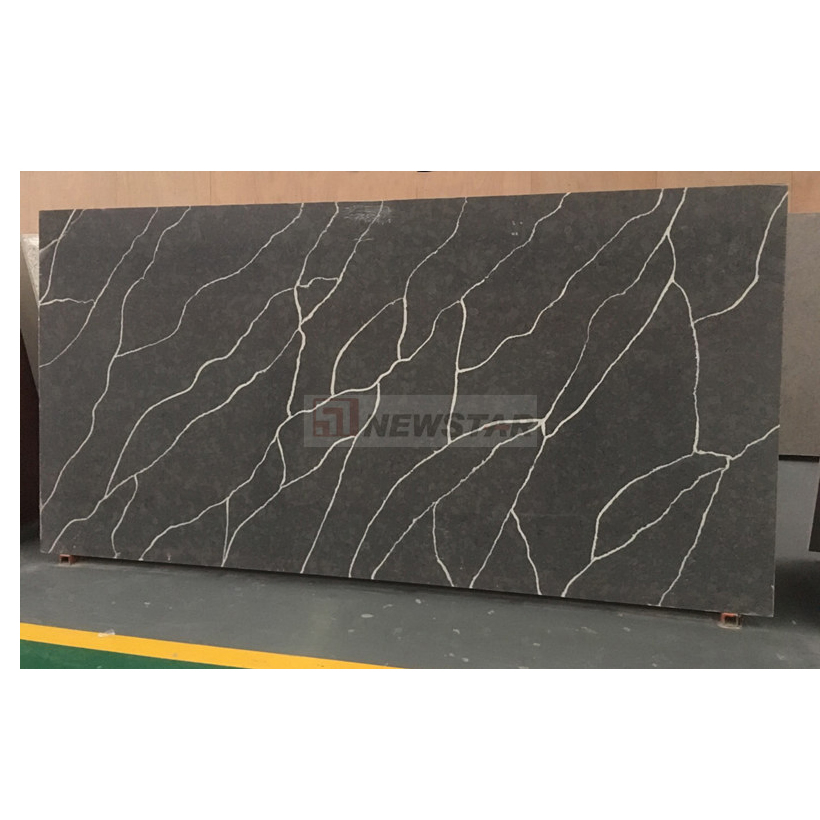 Wholesale Artificial Kitchen Hot Sale Countertop Quartz Marble Polished Background Wall Panel Paving Calacatta Black Quartz Slab Project