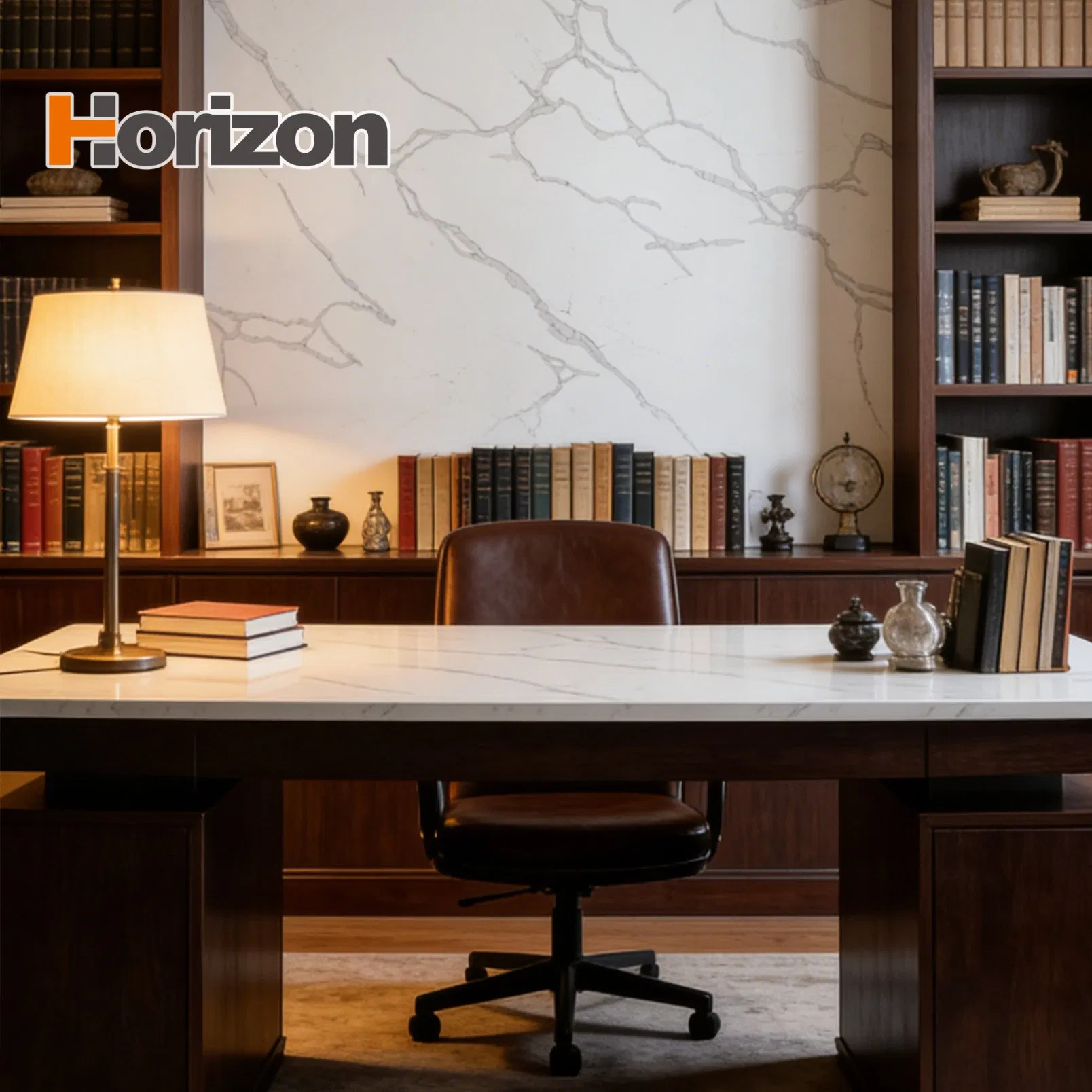 Horizon Wholesale Factory Price Calacatta White Kitchen Island Countertop Artificial Stone Quartz Stone