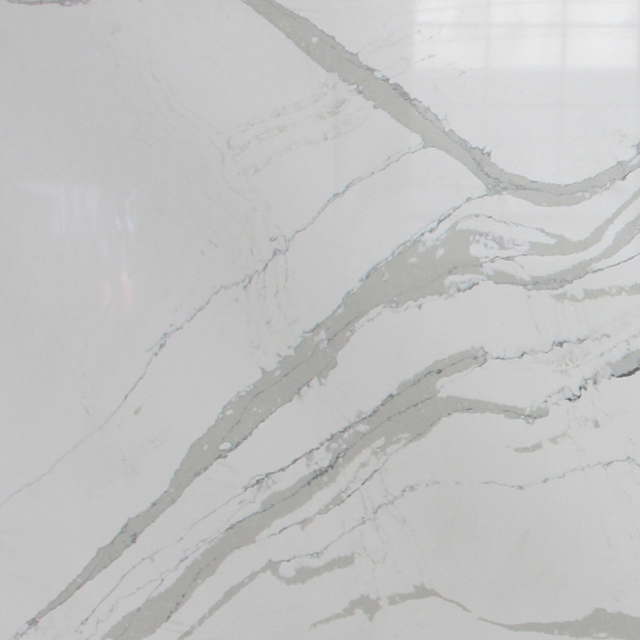 Shandong Calacatta Gold Veined Quartz Stone Slab for Kitchen Countertop