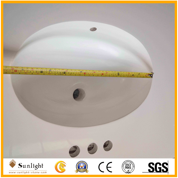 High Quality Artificial White Stone Cultured Marble Vanity Top with Sink for Hotel