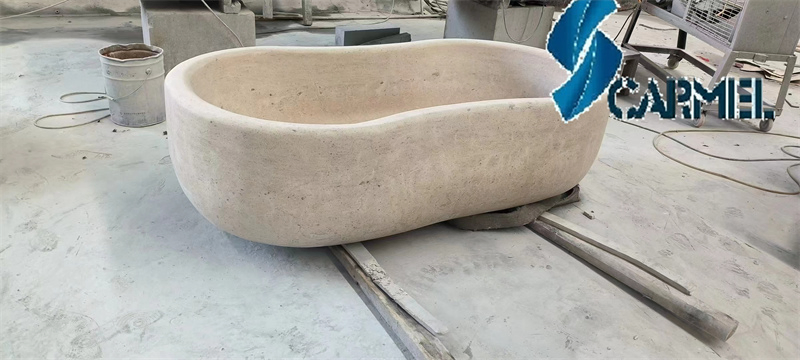 White Beige Limestone Bathtub Stone Block Customized Products