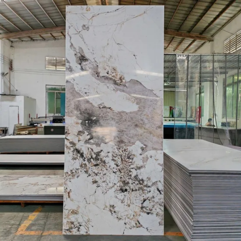 Engineered Stone Look PVC Marble Wall Panels with Premium Natural Vein for Modern Interior Decorative Panels