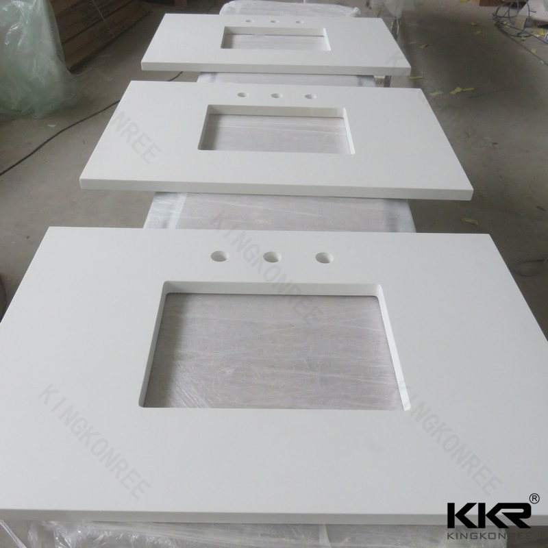 Artificial Stone Marble-Like Solid Surface Stone Bathroom Vanity Top for Hotel Projects
