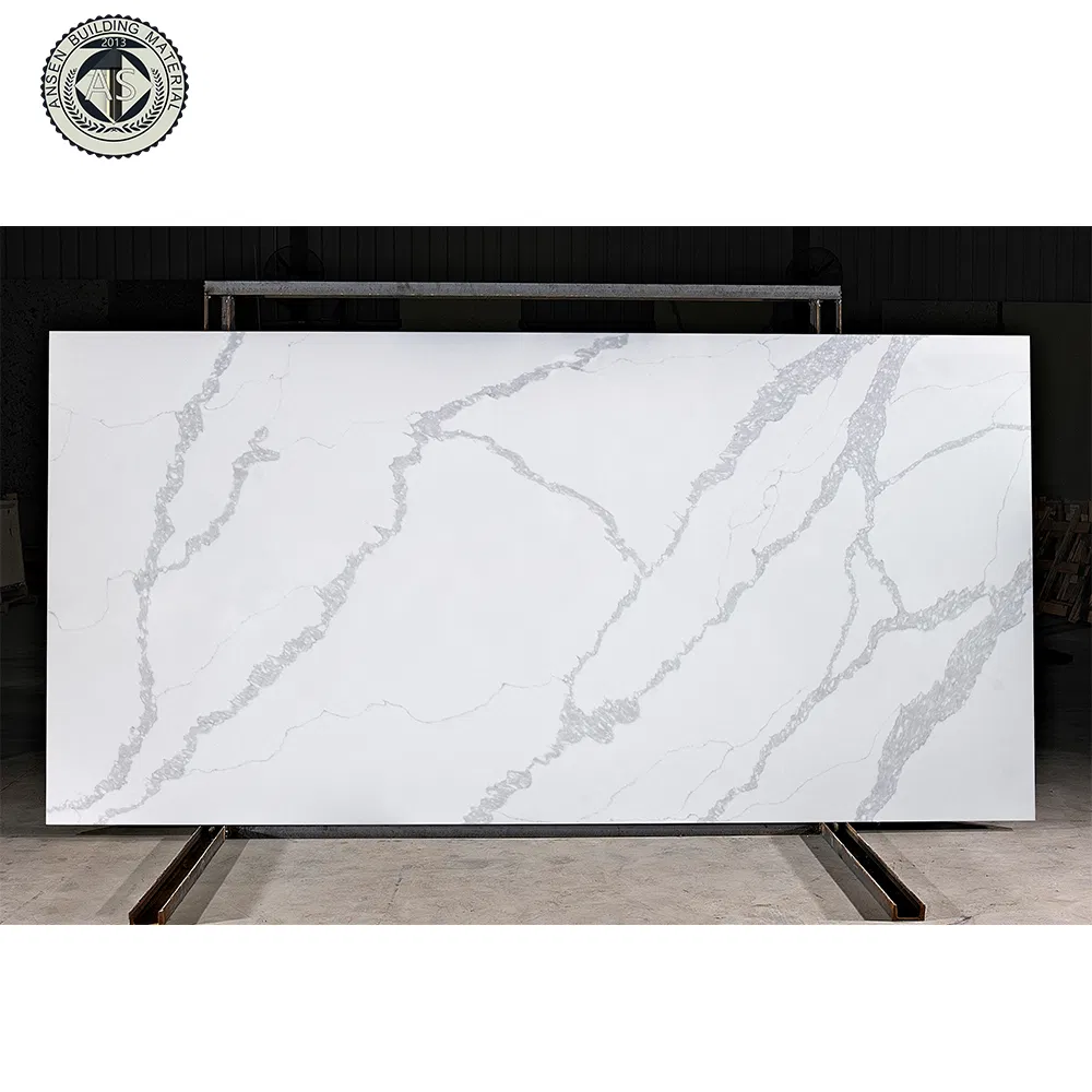 20mm Engineered Artificial Quartz Stone Calacatta White Quartz Stone for Countertop