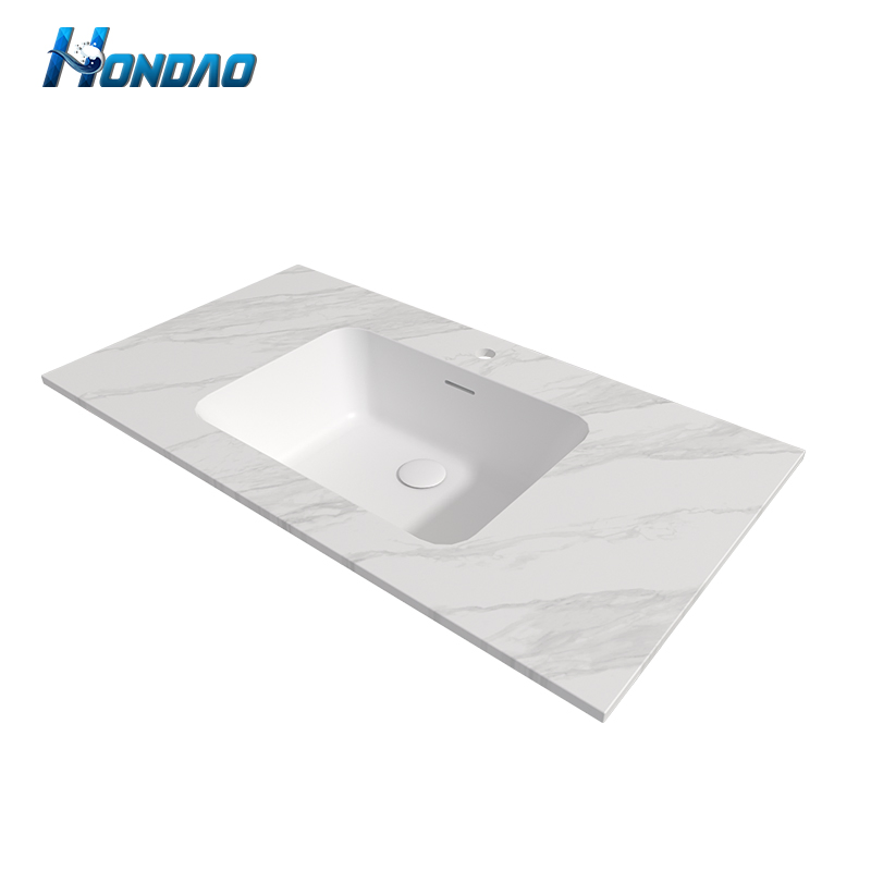 Bathroom Sink Countertop Thin Edge Marble Pattern Artificial Stone Bathroom Vanity Top