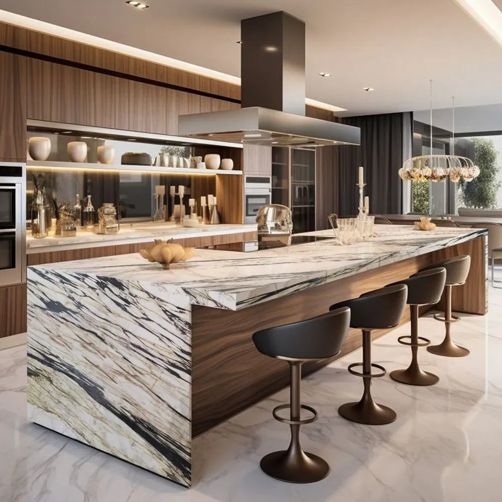 Premium Artificial/Natural Marble Stone for Hotel &amp; Villa Interiors, Including Kitchen Countertops, Bathroom Floors, Wall Panels, Tiles, Stairs, Window