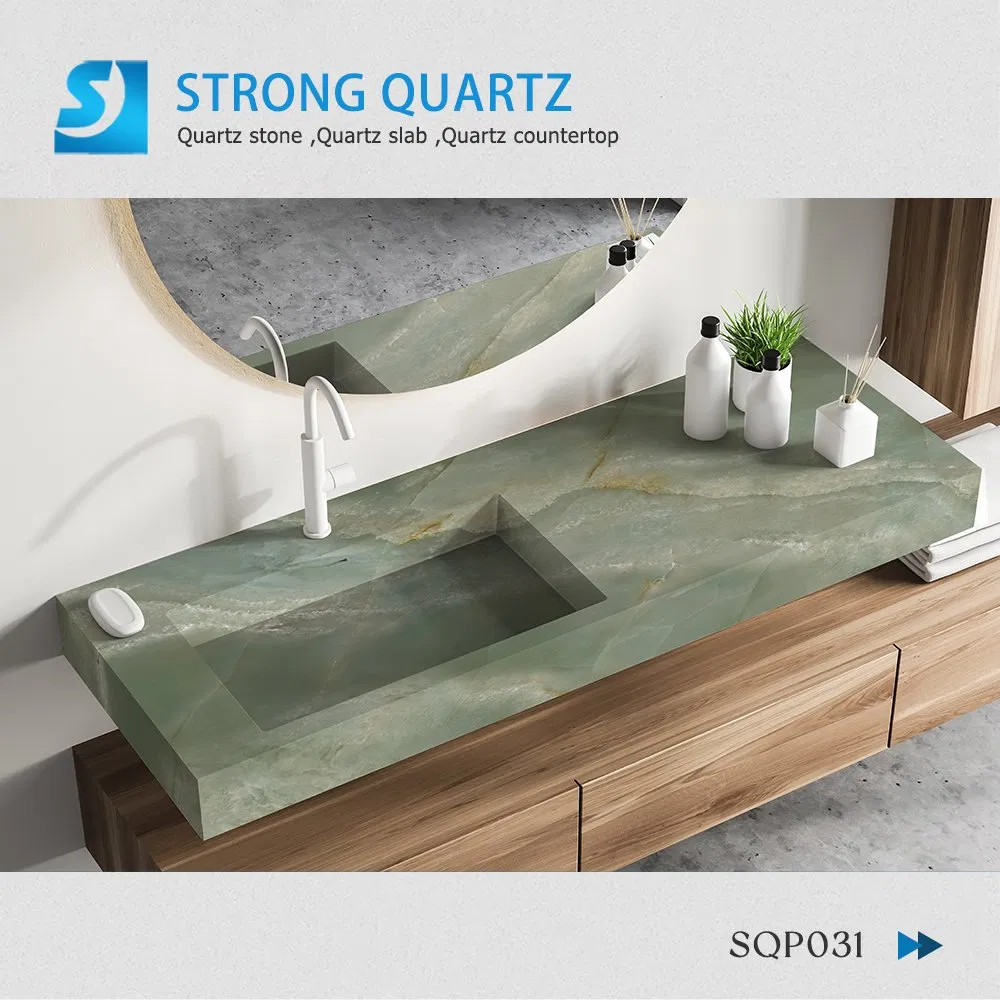 Natural Marble Green Veins 3D Printed Quartz Stone for Countertops of Home/Project