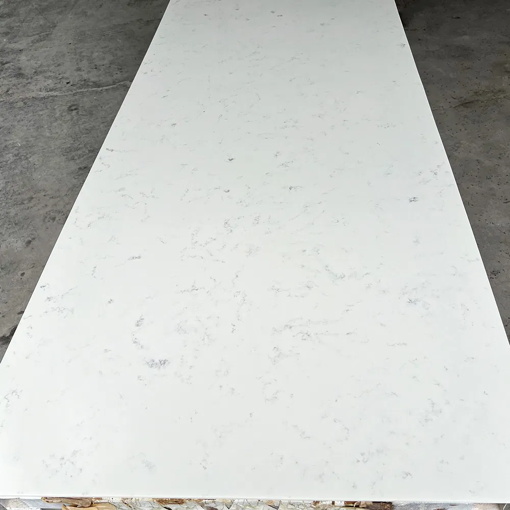 Sleek Modern White Acrylic Kitchen Worktop with Marble Finish