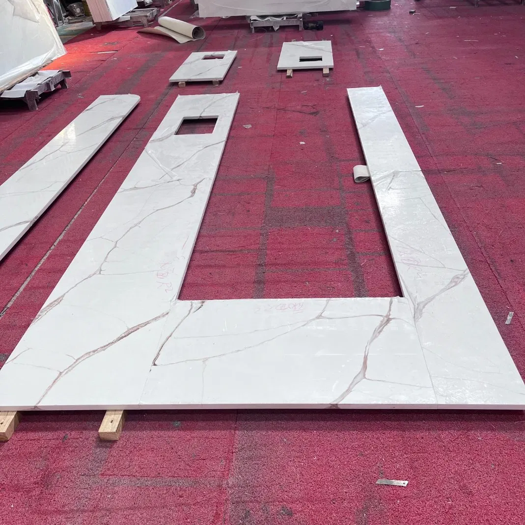 Marble Pattern Calacatta Series Quartz Kitchen Slab for Countertop Bathroom