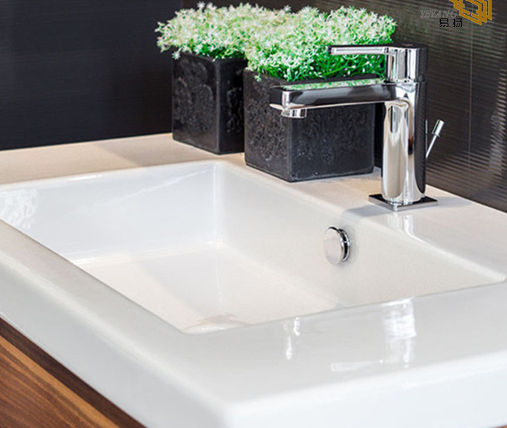 Artificial White Marble Countertop for Bathroom Vanity Top Sink Hotel Projects