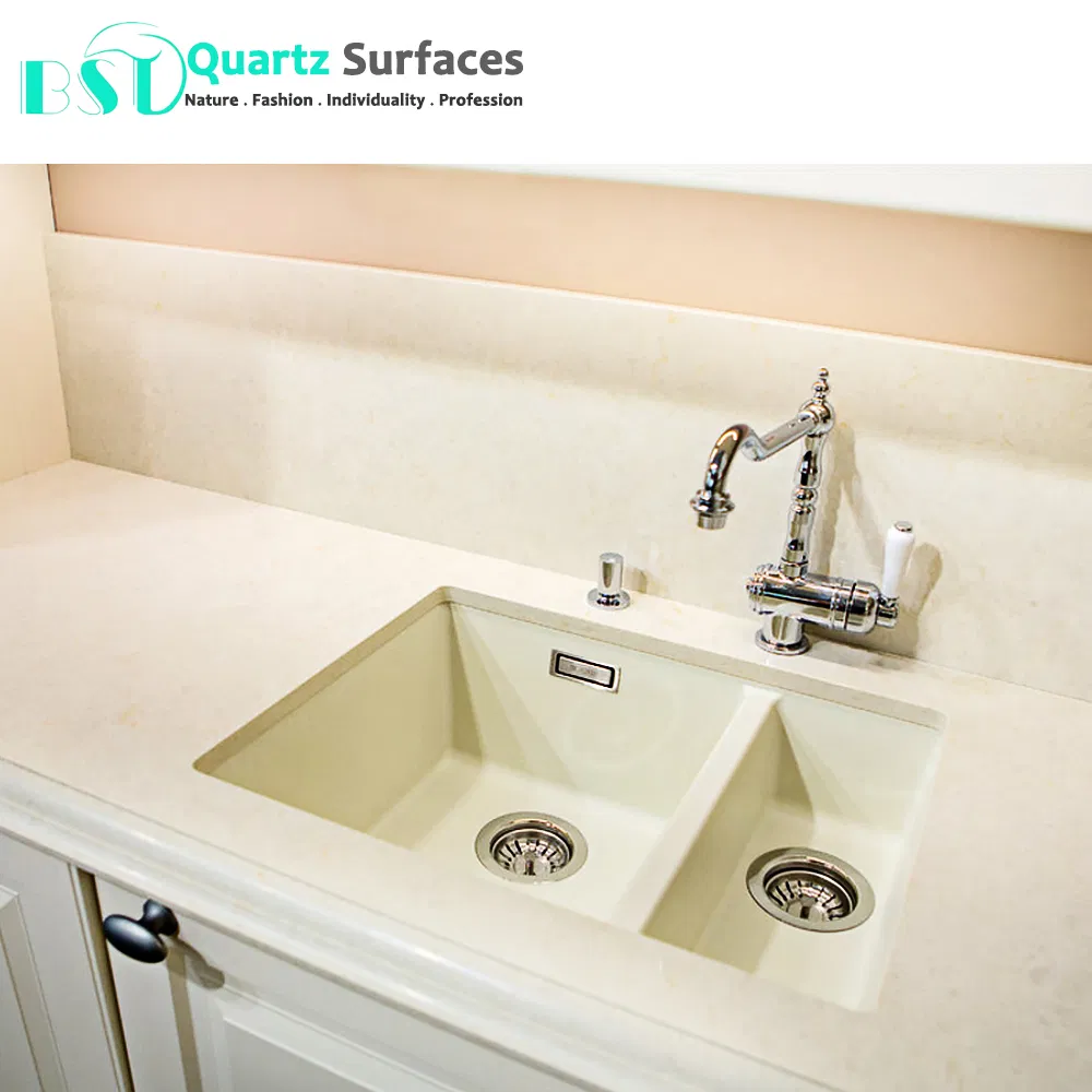 Pink Veined Quartz Stone for Kitchen Countertop