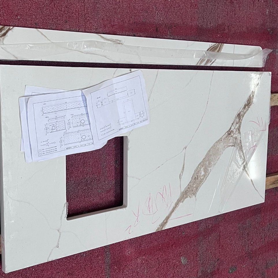 Marble Pattern Calacatta Series Quartz Kitchen Slab for Countertop Bathroom