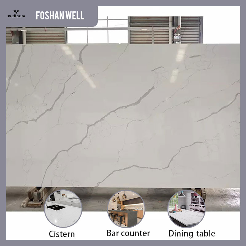 2025 Home Use and Hotel Use 3200*1600 White Quartz Slabs Large Slabs for Living Room Kitchen Countertop