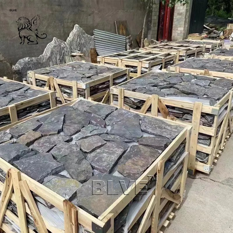 Outdoor Blue Culture Slate Flagstone Exterior Wall Cladding Stone Natural Stack Stone Veener Factory