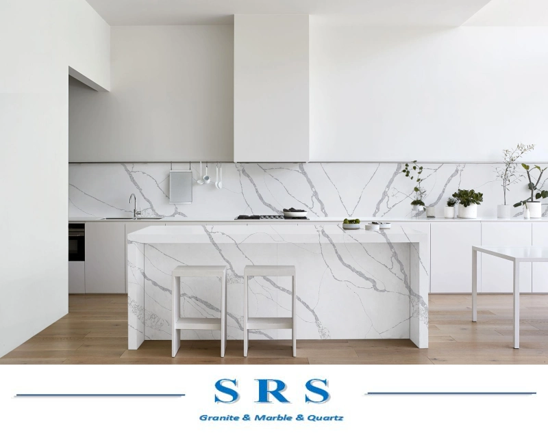 Calacatta White Artificial Quartz Slab for Countertop Top Flooring Indoor Decoration