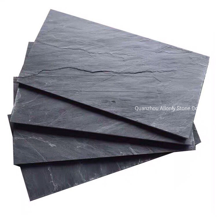 Machina Cut Natural Split Surface Black Slate Flooring Tile for Outdoor Paving Stone