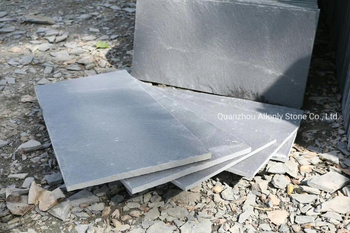 Machina Cut Natural Split Surface Black Slate Flooring Tile for Outdoor Paving Stone