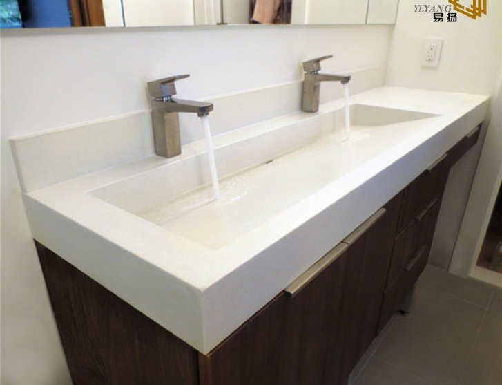 Artificial White Marble Countertop for Bathroom Vanity Top Sink Hotel Projects