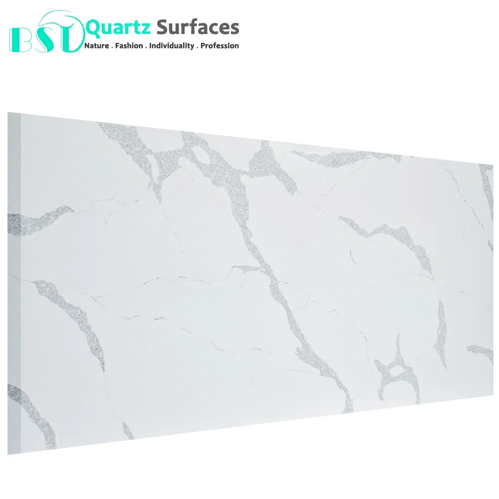 Calacatta White Veined Quartz Stone for Kitchen Countertop