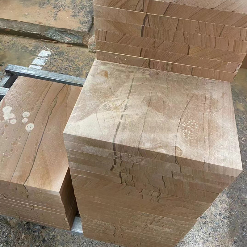 Chinese Yellow Landscape Wooden Sandstone Yellow Sandstone Slab Tiles of Sino Topstone
