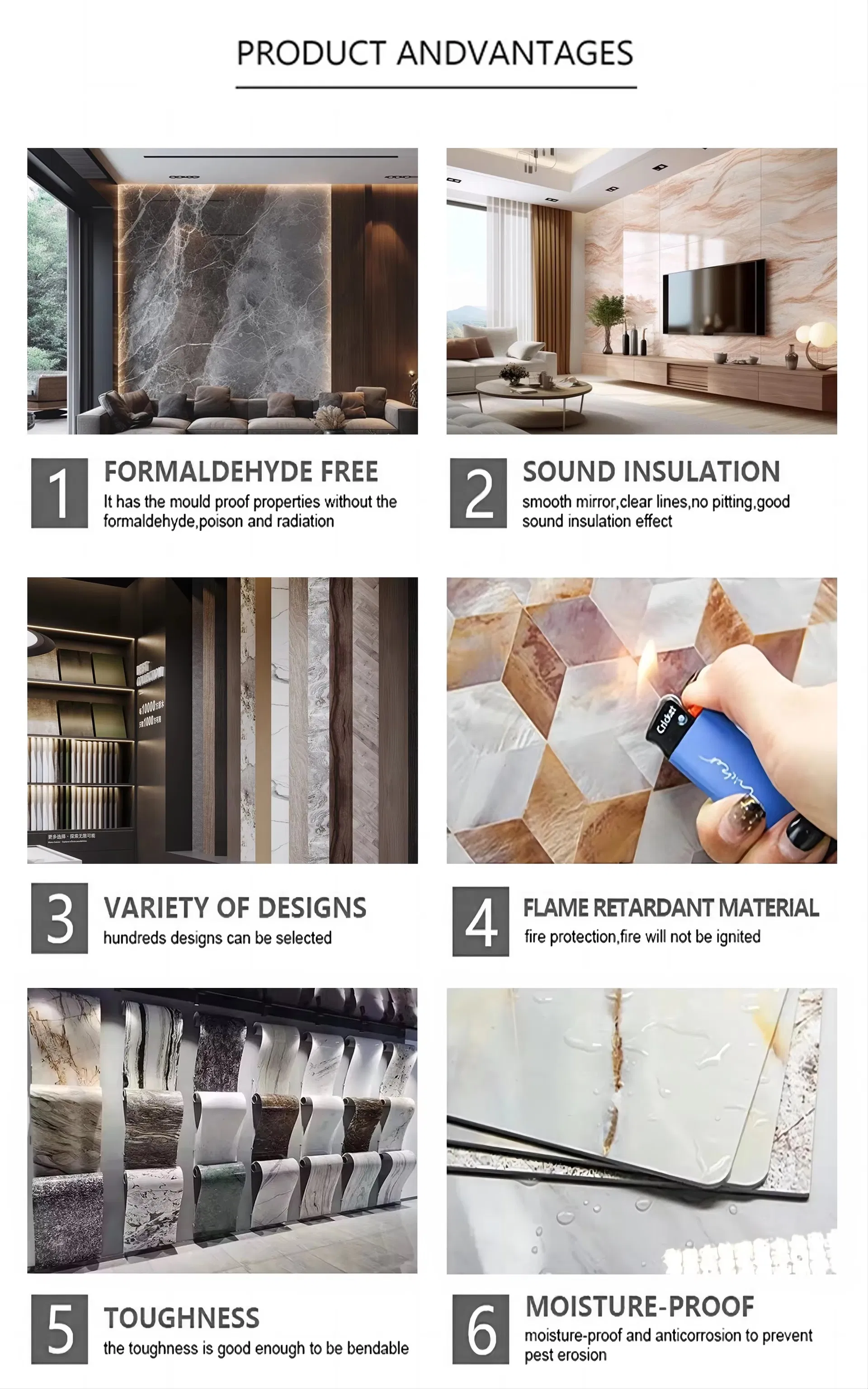 PVC Marble Wall Panel Long Display