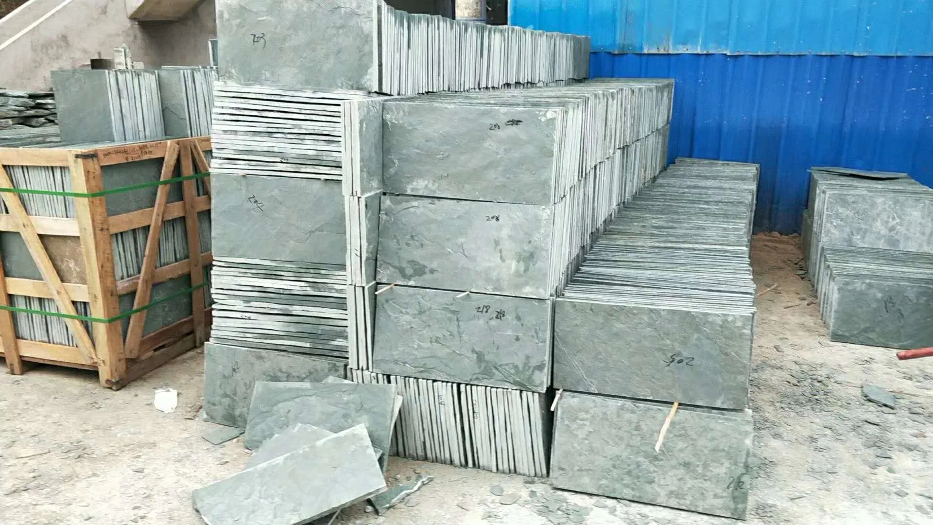 Split Face Ledge Panels Stacked Wall Best Quality Green Slate Cultured Stone