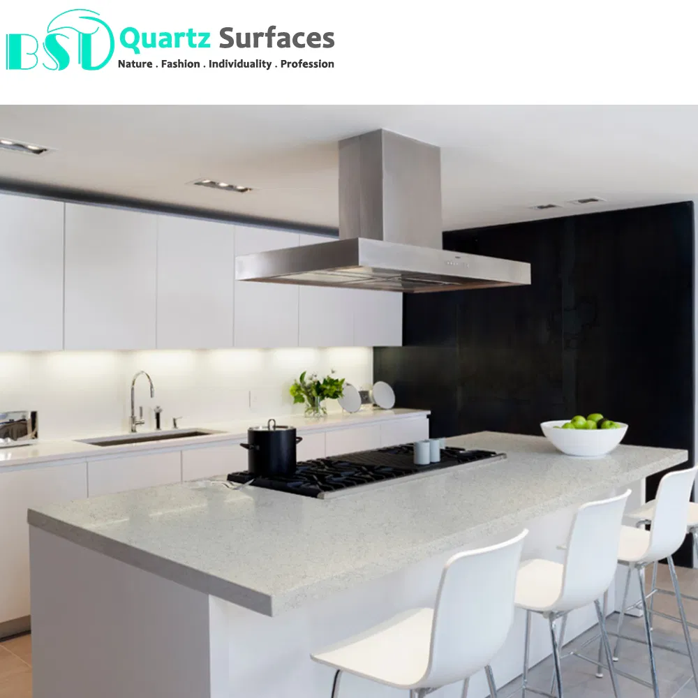 Popular Grey Veined Engineered Quartz Stone for Kitchen Countertops