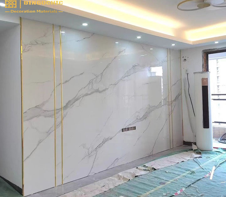 Hot Sale Engineered Wood Veneer Solid Wood Marble Sheet Wall Panel