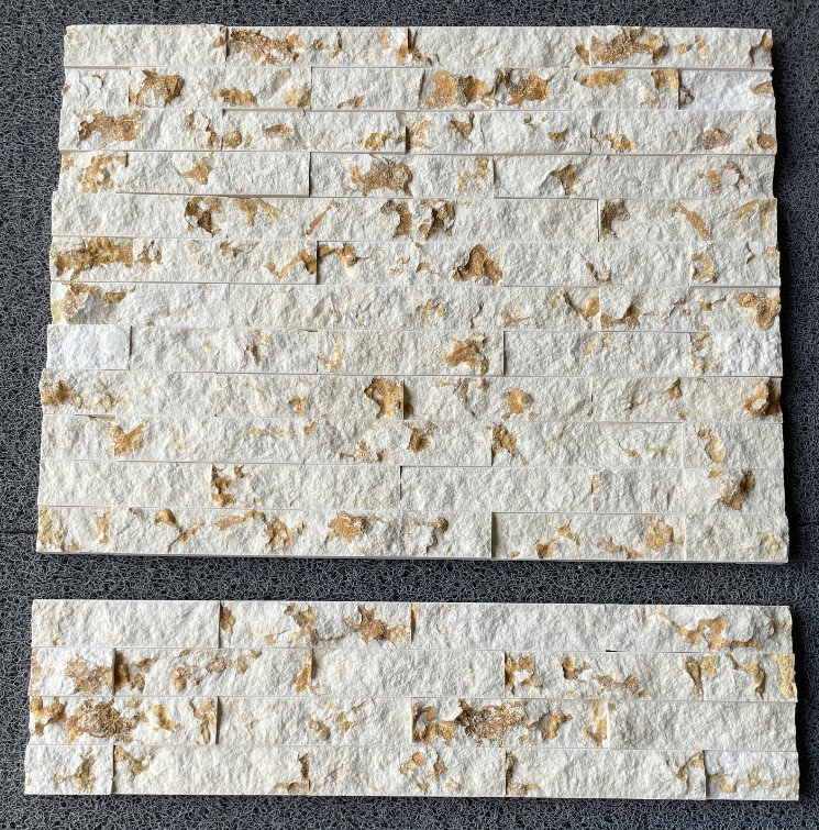 Natural stone veneer ledger panel Split Yellow Limestone Stacked Wall Stone for interior/exterior bathroom/kitchen/lobby wall/background