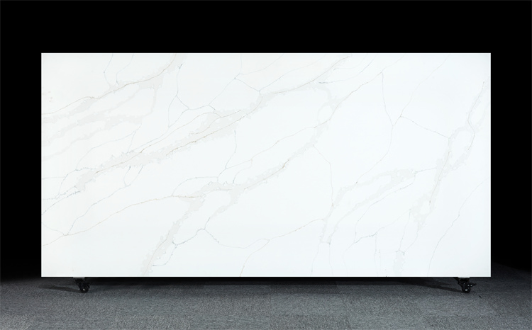 Pure White Background Calacatta Quartz Slab Popular Color