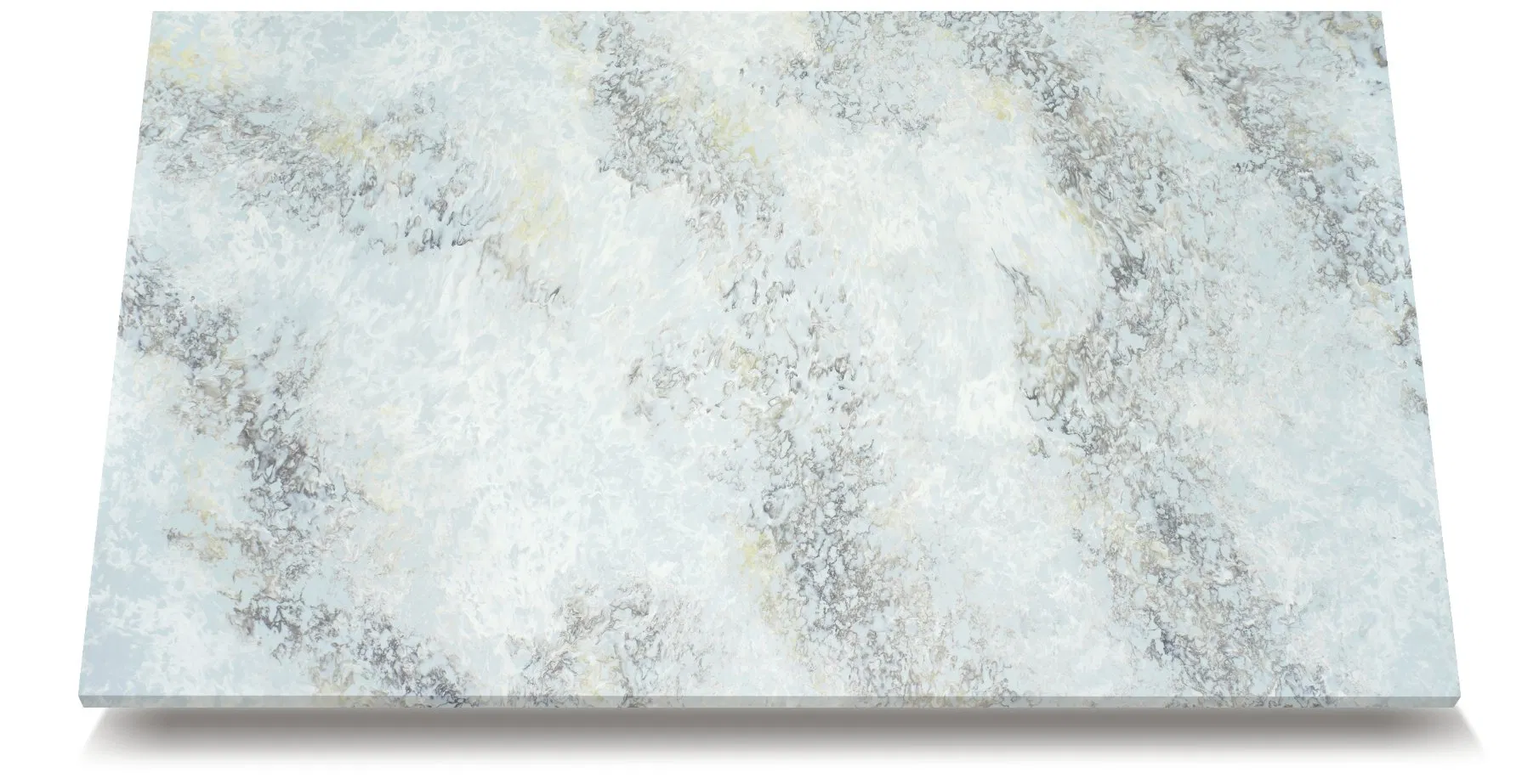 2024 Artificial Quartz Slabs Bianco Drift Engineered Stone Misty Grey Flows Veins Solid Surfaces for Kitchen Countertops Benchtop