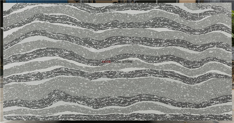New Arrival Grey Veined Quartz Stone for Kitchen Countertop