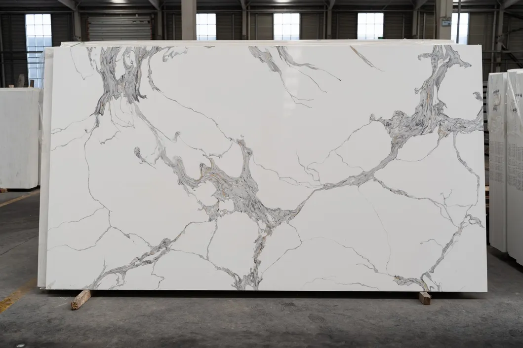 White Quartz Stone Kitchen Cabinet