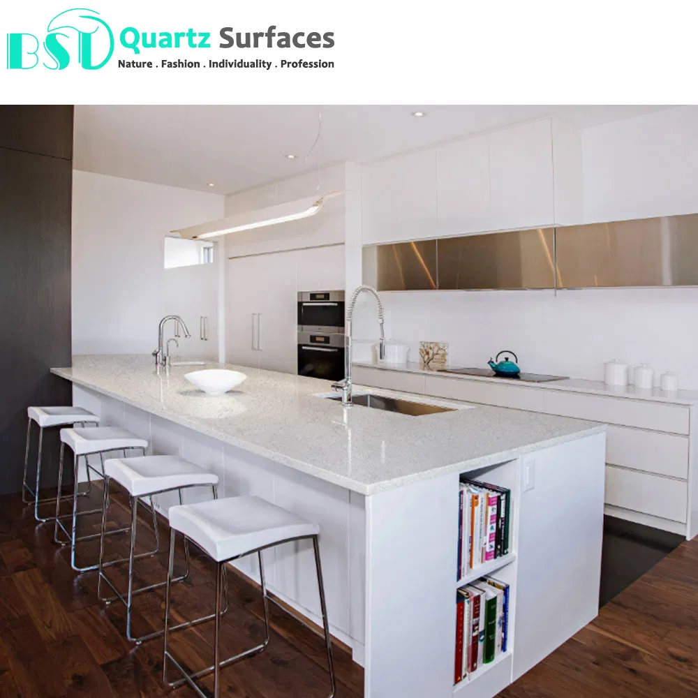 Popular Grey Veined Engineered Quartz Stone for Kitchen Countertops