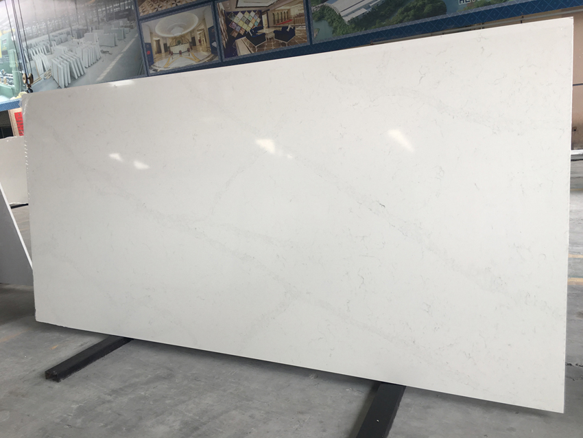 Marble Looking White Veined Artificial Quartz Stone Slab for Kitchen Countertop Desktop