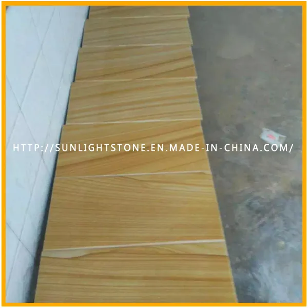Natural Honed Chinese Yellow Wood Grain Sandstone
