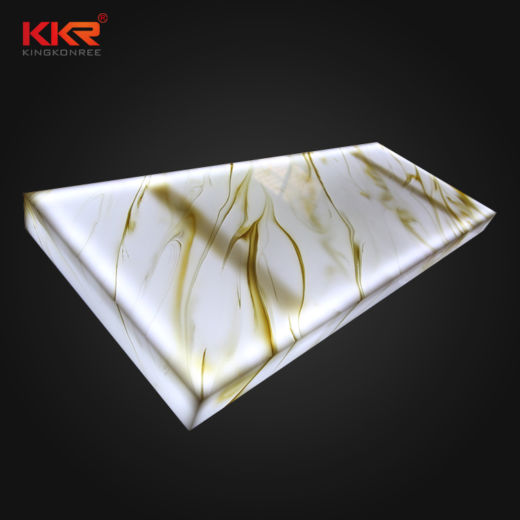 Bench Top Countertops Design Artificial White Marble Translucent Bathroom Vanity Top