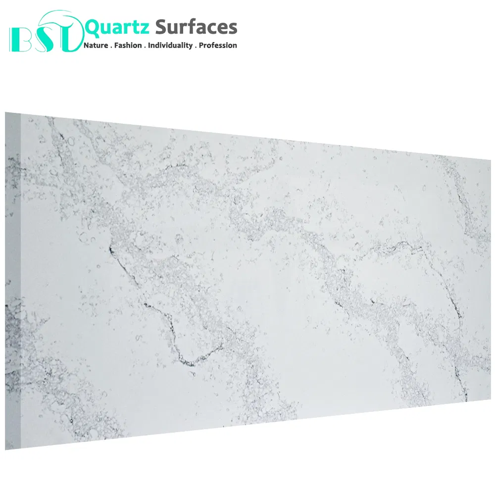 Calacatta White Veined Quartz Stone for Kitchen Countertop