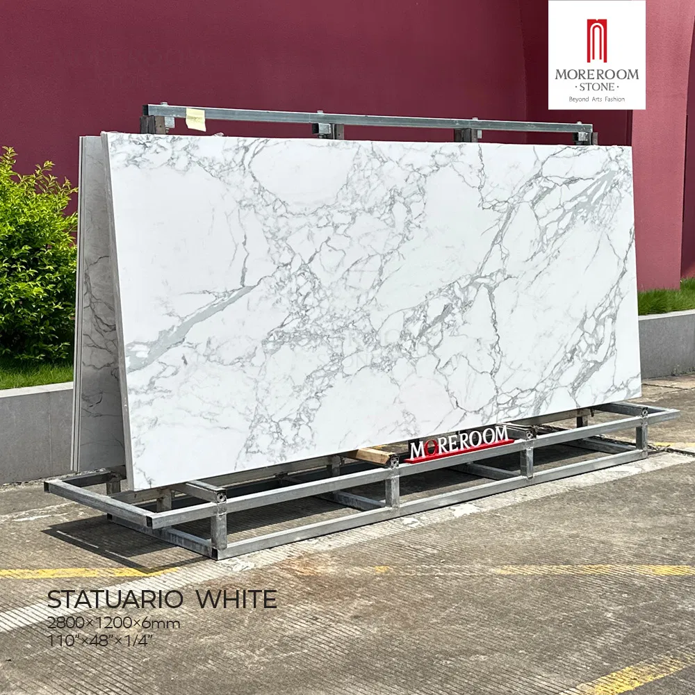 1200X2800mm Statuario White Artificial Marble Stone Look Porcelain Sintered Slab