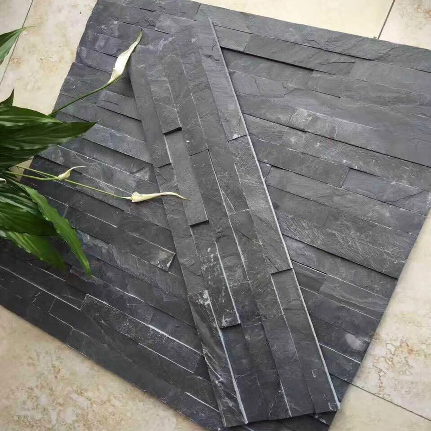 Natural Black Slate Wall Cladding Stone Veneer Decorative Culture Stone for Sale