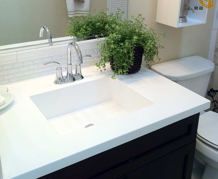 Artificial White Marble Countertop for Bathroom Vanity Top Sink Hotel Projects