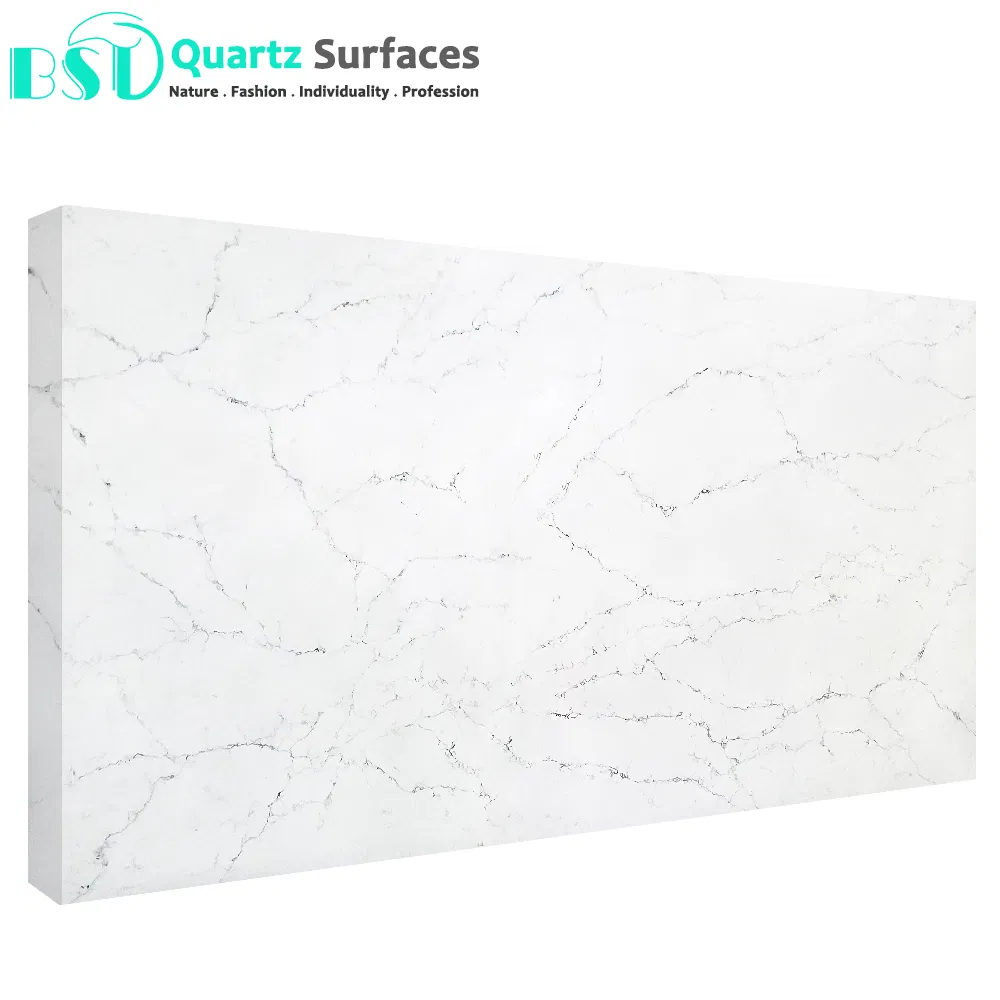 Golden Veined Artificial Quartz Stone for Countertop