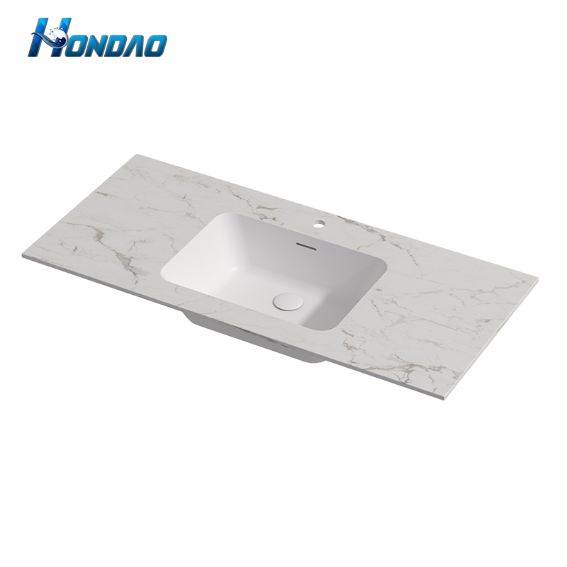 Bathroom Sink Countertop Thin Edge Marble Pattern Artificial Stone Bathroom Vanity Top
