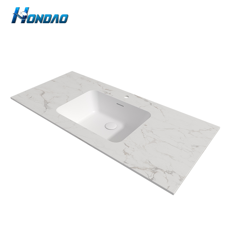 Bathroom Sink Countertop Thin Edge Marble Pattern Artificial Stone Bathroom Vanity Top