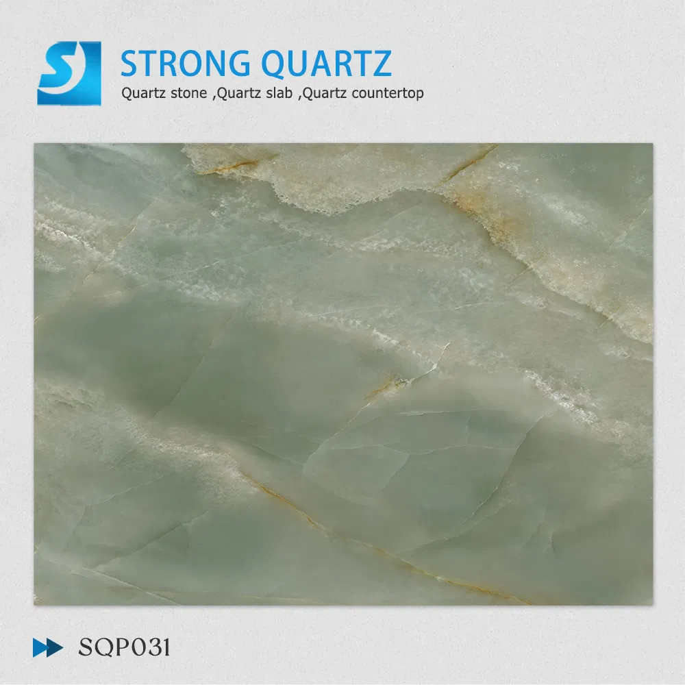 Natural Marble Green Veins 3D Printed Quartz Stone for Countertops of Home/Project