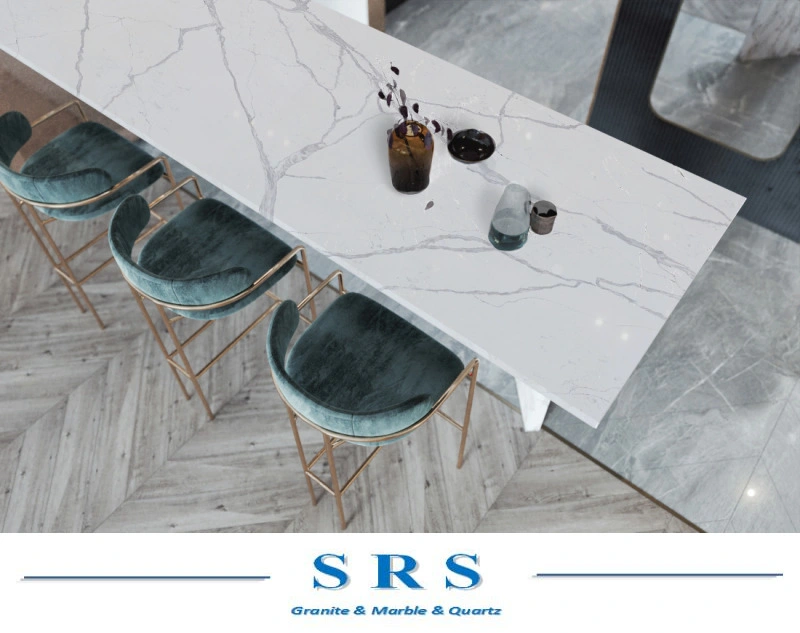 Calacatta White Artificial Quartz Slab for Countertop Top Flooring Indoor Decoration