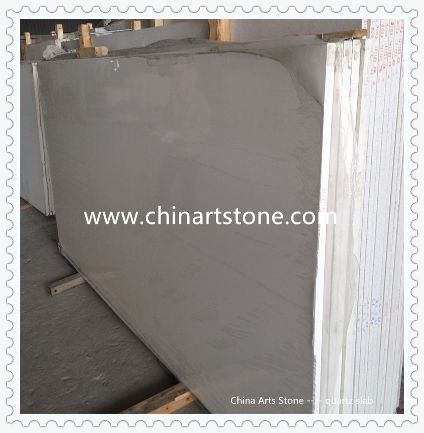 Pure White Slab Quartz for Countertop and Engineering Tile