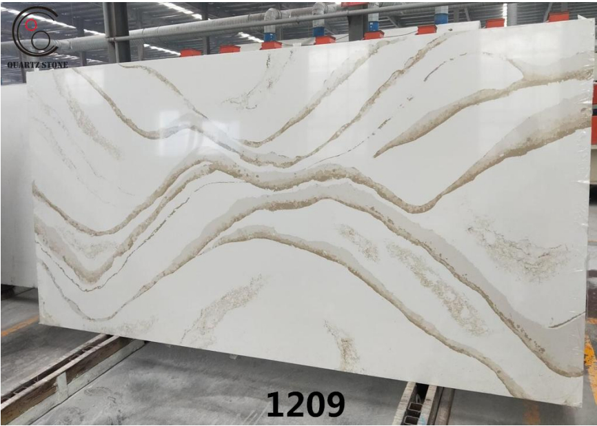 White Artificial Quartz Stone Slab with Beautiful Veins